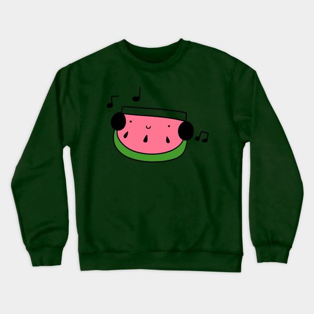 Watermelon Wedge with Headphones Crewneck Sweatshirt by saradaboru